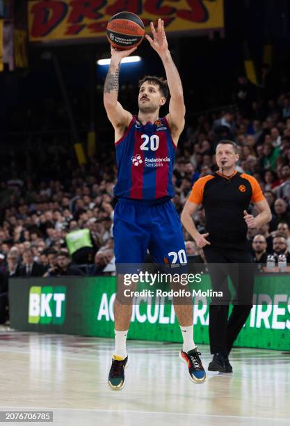 Nicolas Laprovittola, #20 of FC Barcelona in action during the Turkish Airlines EuroLeague Regular Season Round 29 match between FC Barcelona and...