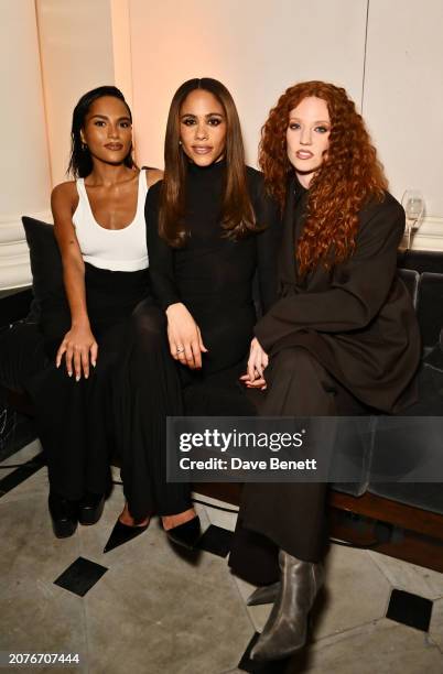 Saffron Hocking, Alex Scott and Jess Glynne attend the launch of Chioma Nnadi's first issue of British Vogue as Head of Editorial Content at Ladbroke...