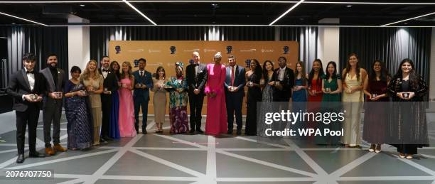 Prince William, Prince of Wales poses with all the winners as he attends The Diana Legacy Awards at the Science Museum on March 14, 2024 in London,...