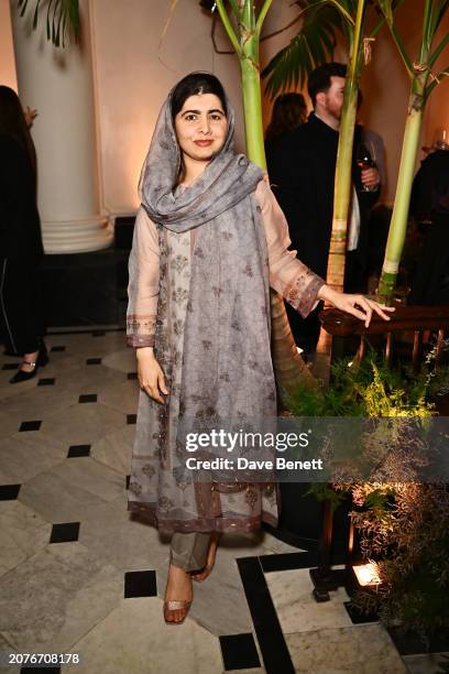 Malala Yousafzai attends the launch of Chioma Nnadi's first issue of British Vogue as Head of Editorial Content at Ladbroke Hall on March 14, 2024 in...