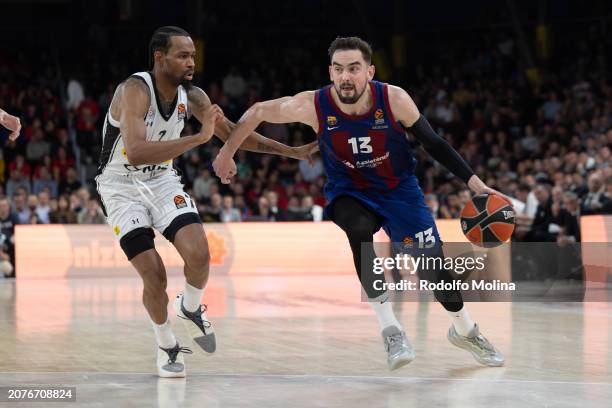 Tomas Satoransky, #13 of FC Barcelona in action during the Turkish Airlines EuroLeague Regular Season Round 29 match between FC Barcelona and...