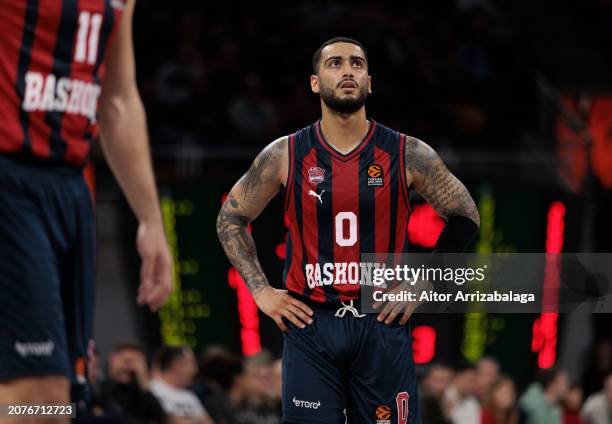 Markus Howard, #0 of Baskonia Vitoria-Gasteiz during the Turkish Airlines EuroLeague Regular Season Round 29 match between Baskonia Vitoria Gasteiz...