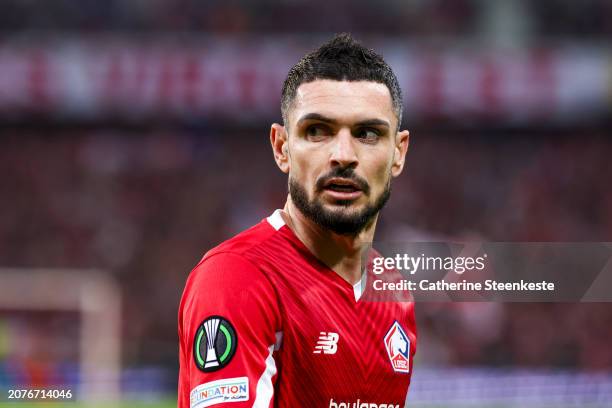 Remy Cabella of Lille OSC looks on during the UEFA Europa Conference League 2023/24 round of 16 second-leg match between Lille OSC and Sturm Graz at...