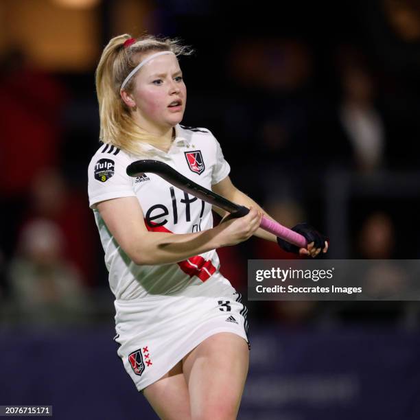 Gabrielle Mosch of Amsterdam Dames 1 during the Hoofdklasse Women match between Pinoke Women 1 v Amsterdam Women 1 at the Amsterdamse Bos on March...