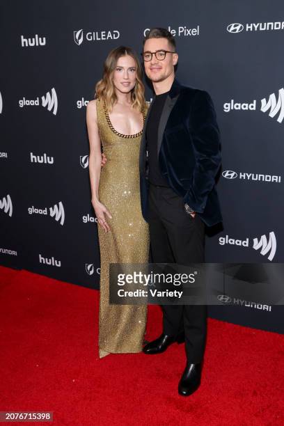 Allison Williams and Alexander Dreymon at the 35th Annual GLAAD Media Awards held at the Beverly Hilton Hotel on March 14, 2024 in Beverly Hills,...