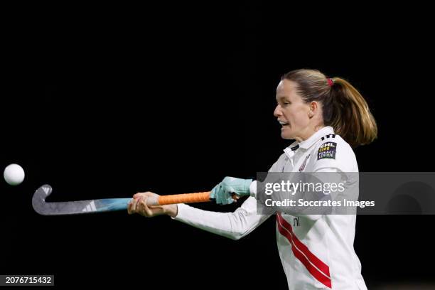 Felice Albers of Amsterdam Dames 1 during the Hoofdklasse Women match between Pinoke Women 1 v Amsterdam Women 1 at the Amsterdamse Bos on March 14,...