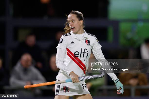 Felice Albers of Amsterdam Dames 1 during the Hoofdklasse Women match between Pinoke Women 1 v Amsterdam Women 1 at the Amsterdamse Bos on March 14,...