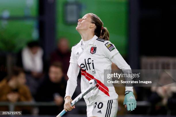 Felice Albers of Amsterdam Dames 1 during the Hoofdklasse Women match between Pinoke Women 1 v Amsterdam Women 1 at the Amsterdamse Bos on March 14,...