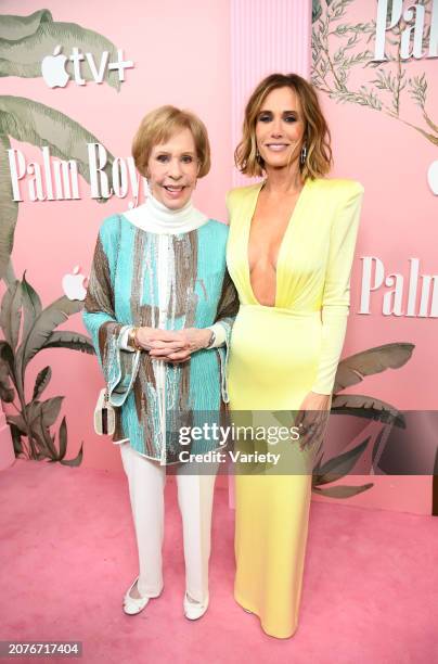 Carol Burnett and Kristen Wiig at the premiere of Apple TV+'s "Palm Royale" held at the Samuel Goldwyn Theater on March 14, 2024 in Beverly Hills,...