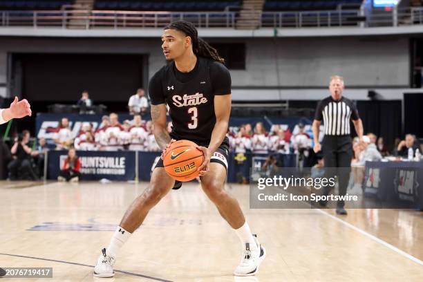 Hilltoppers guard Jalen Jackson during the quarterfinal game of the 2024 Conference USA Men's Basketball Championship between the Western Kentucky...