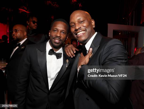 Rich Paul and Tyrese Gibson attend the 2024 Vanity Fair Oscar Party Hosted By Radhika Jones at Wallis Annenberg Center for the Performing Arts on...