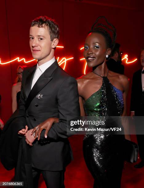 Joseph Quinn and Lupita Nyong'o attend the 2024 Vanity Fair Oscar Party Hosted By Radhika Jones at Wallis Annenberg Center for the Performing Arts on...