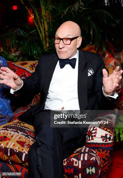 Patrick Stewart attends the 2024 Vanity Fair Oscar Party Hosted By Radhika Jones at Wallis Annenberg Center for the Performing Arts on March 10, 2024...