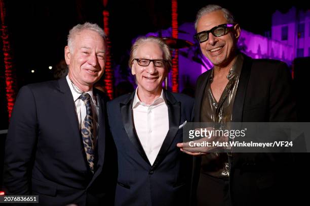John Mcenroe, Bill Maher, and Jeff Goldblum attend the 2024 Vanity Fair Oscar Party Hosted By Radhika Jones at Wallis Annenberg Center for the...