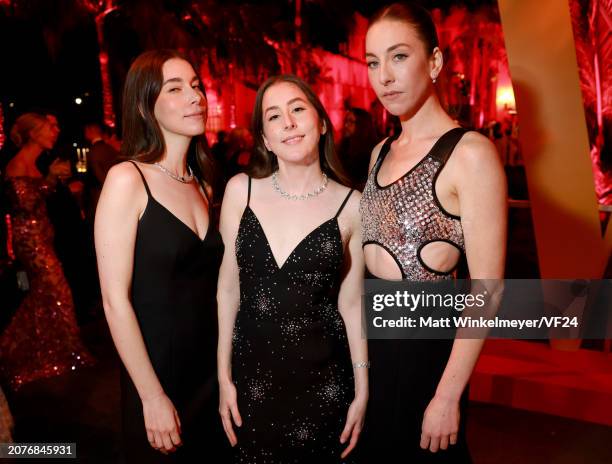 Danielle Haim, Alana Haim, and Este Haim attend the 2024 Vanity Fair Oscar Party Hosted By Radhika Jones at Wallis Annenberg Center for the...