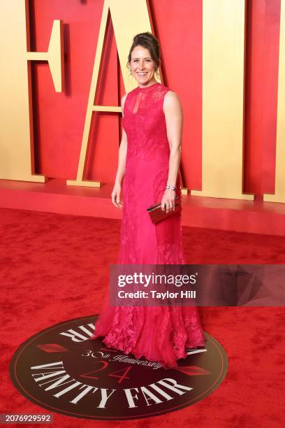 Anne Wojcicki attends the 2024 Vanity Fair Oscar Party hosted by Radhika Jones at Wallis Annenberg Center for the Performing Arts on March 10, 2024...