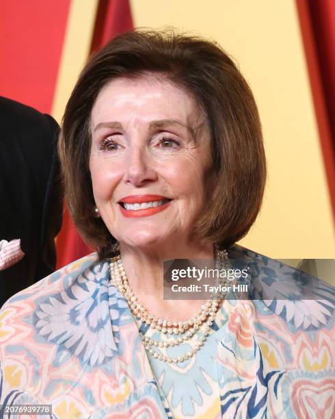 Nancy Pelosi attends the 2024 Vanity Fair Oscar Party hosted by Radhika Jones at Wallis Annenberg Center for the Performing Arts on March 10, 2024 in...