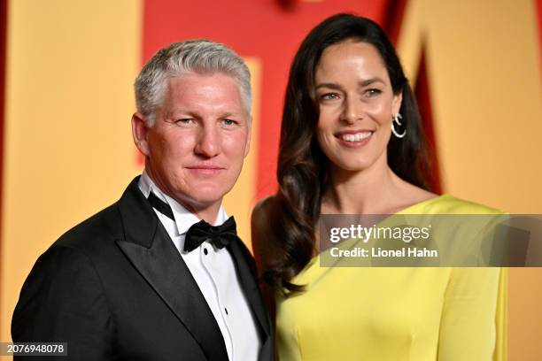 Bastian Schweinsteiger and Ana Ivanovic attend the 2024 Vanity Fair Oscar Party Hosted By Radhika Jones at Wallis Annenberg Center for the Performing...