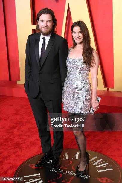 Jason Bateman and Amanda Anka attend the 2024 Vanity Fair Oscar Party hosted by Radhika Jones at Wallis Annenberg Center for the Performing Arts on...