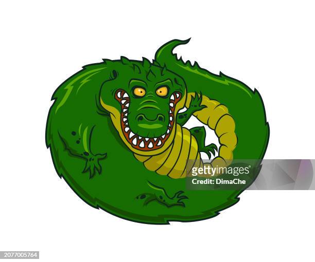 stockillustraties, clipart, cartoons en iconen met funny alligator crocodile character mascot - flasche