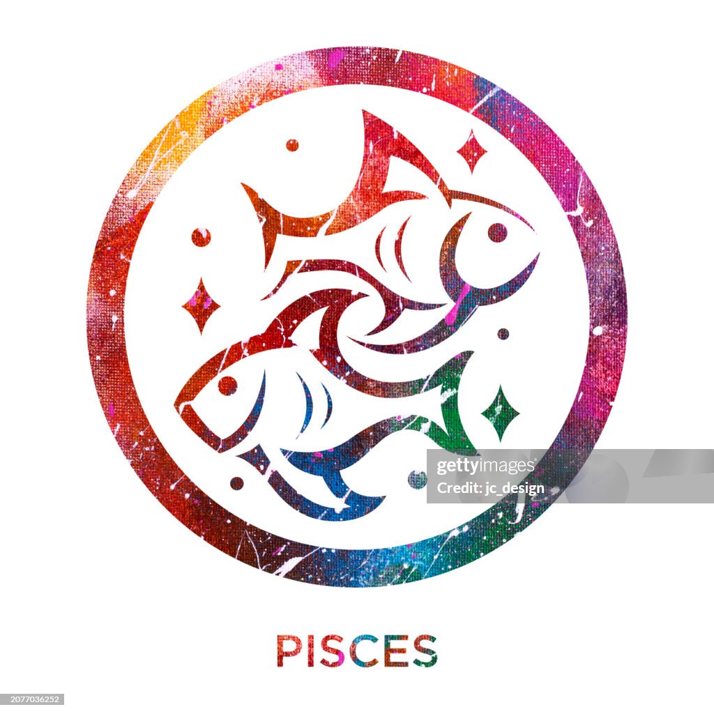 Pisces colorful zodiac symbol
