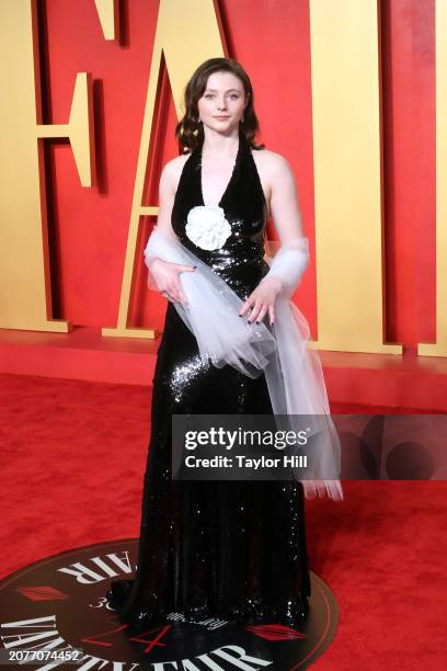 Thomasin McKenzie attends the 2024 Vanity Fair Oscar Party hosted by Radhika Jones at Wallis Annenberg Center for the Performing Arts on March 10,...