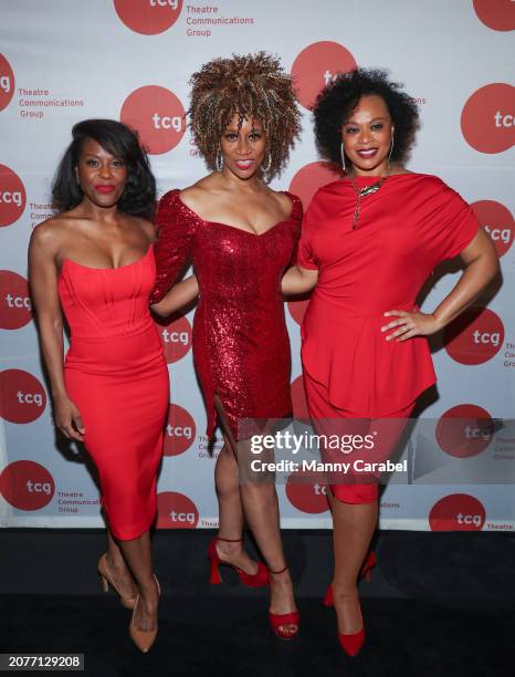 Tracee Beazer, Judine Richard and Jacqueline Arnold attend the Theatre Communications Group 2024 Gala : "Our Stories" at Edison Ballroom on March 11,...