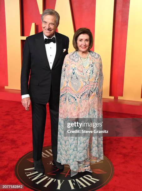 Paul Pelosi, Nancy Pelosi arrives at the 2024 Vanity Fair Oscar Party Hosted By Radhika Jones at Wallis Annenberg Center for the Performing Arts on...