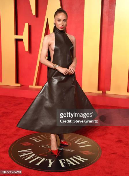 Adwoa Aboah arrives at the 2024 Vanity Fair Oscar Party Hosted By Radhika Jones at Wallis Annenberg Center for the Performing Arts on March 10, 2024...