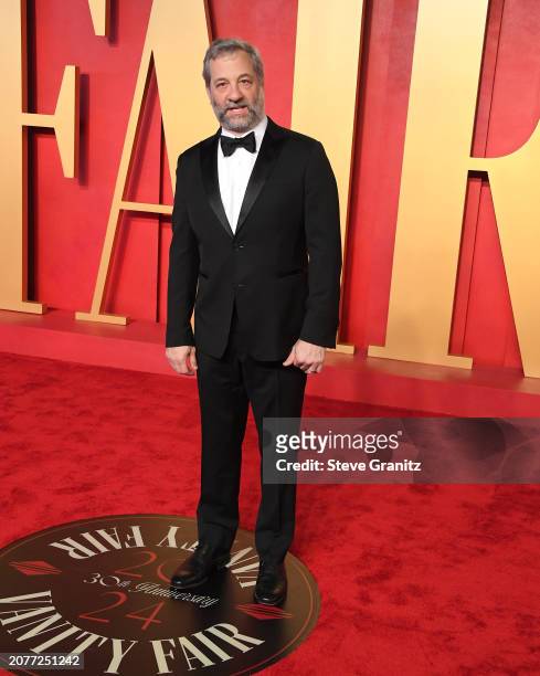 Judd Apatow arrives at the 2024 Vanity Fair Oscar Party Hosted By Radhika Jones at Wallis Annenberg Center for the Performing Arts on March 10, 2024...