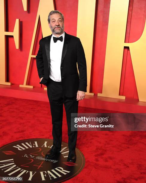 Judd Apatow arrives at the 2024 Vanity Fair Oscar Party Hosted By Radhika Jones at Wallis Annenberg Center for the Performing Arts on March 10, 2024...