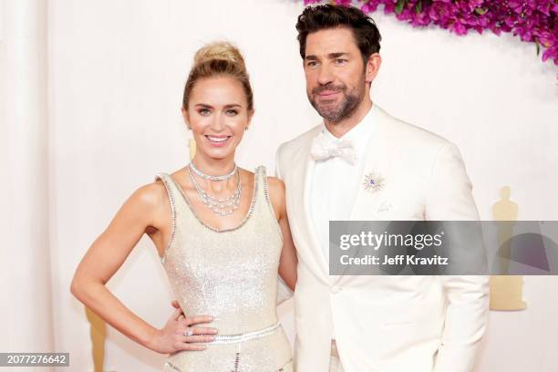 Emily Blunt and John Krasinski attend the 96th Annual Academy Awards on March 10, 2024 in Hollywood, California.