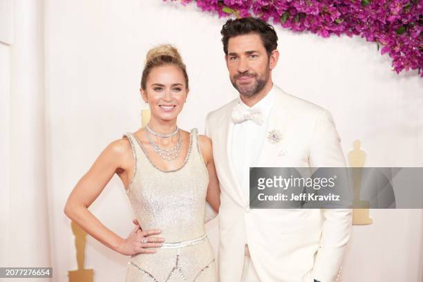 Emily Blunt and John Krasinski attend the 96th Annual Academy Awards on March 10, 2024 in Hollywood, California.