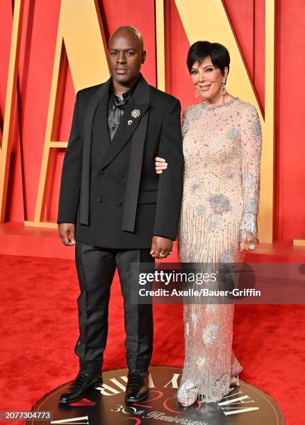 Corey Gamble and Kris Jenner attend the 2024 Vanity Fair Oscar Party hosted by Radhika Jones at Wallis Annenberg Center for the Performing Arts on...