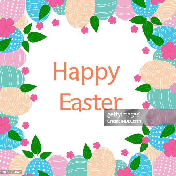 happy easter - flower flat lay stock illustrations