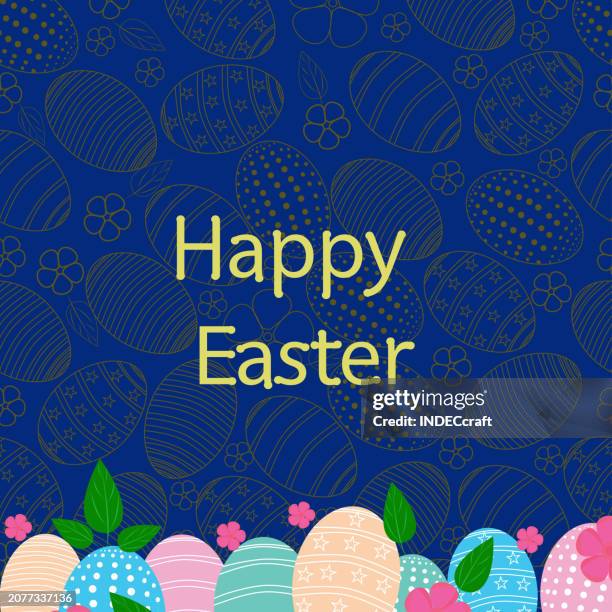 happy easter - flower flat lay stock illustrations