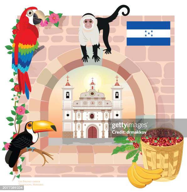 panama window and church - honduras stock illustrations