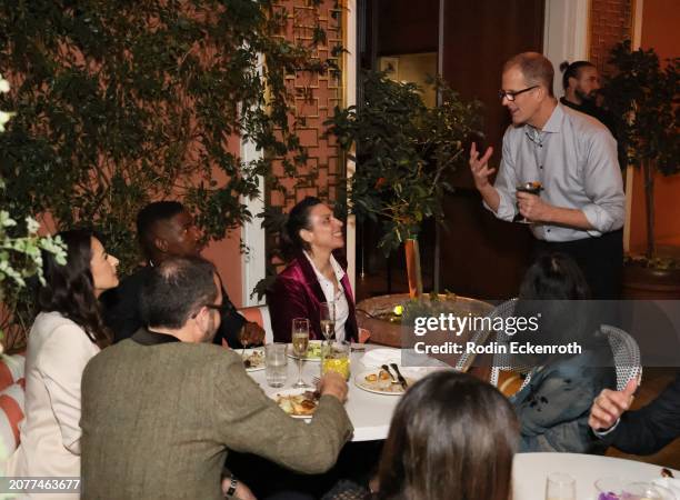 Mamoudou Athie, Kat Likkel and Pete Docter, CCO, Pixar attend Disney & Pixar's Elemental Nominee Celebration at Bar Lis on March 09, 2024 in Los...