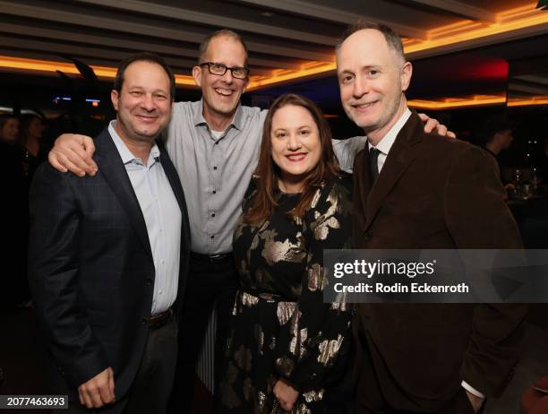 Jonathan Garson, Pete Docter, CCO, Pixar, Martha Morrison, SVP, Marketing and Tom MacDougall, President, Walt Disney Music attends Disney & Pixar's...