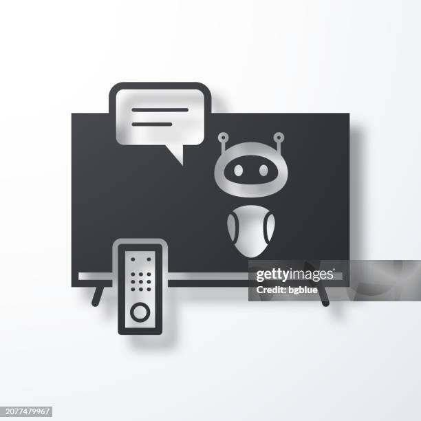 tv with chatbot. icon with shadow on white background - remote support stock illustrations