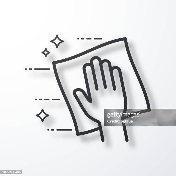 stockillustraties, clipart, cartoons en iconen met clean and sanitize with wipes. line icon with shadow on white background - vod