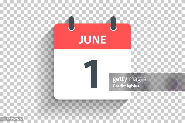 illustrations, cliparts, dessins animés et icônes de 1er juin - icône de calendrier quotidien dans un style de design plat sur fond vierge - date écrite