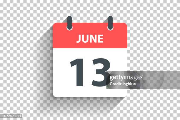 june 13 - daily calendar icon in flat design style on blank background - 13 2026 stock illustrations