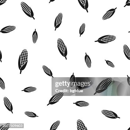 Corn. Seamless pattern. Icons on white background Corn. Seamless pattern. Icons on white background