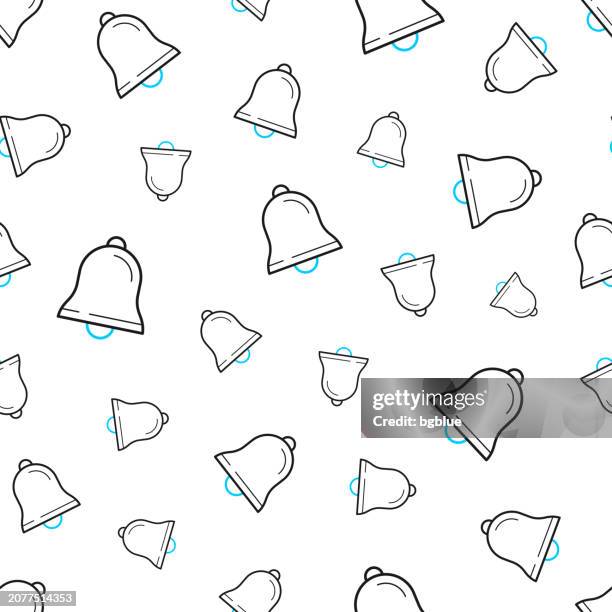 bell. seamless pattern. line icons on white background - duplicate entry stock illustrations