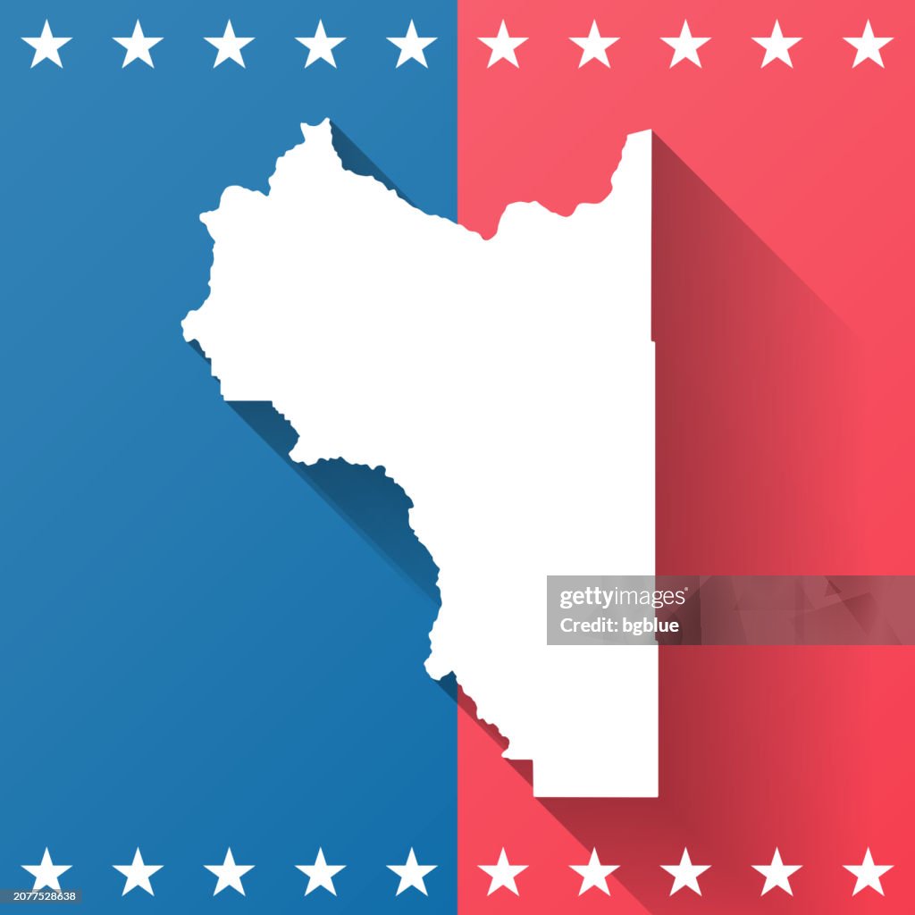 Wasatch County, Utah. Map on blue and red background