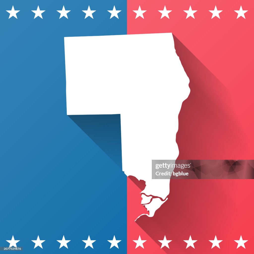 Saint Clair County, Michigan. Map on blue and red background
