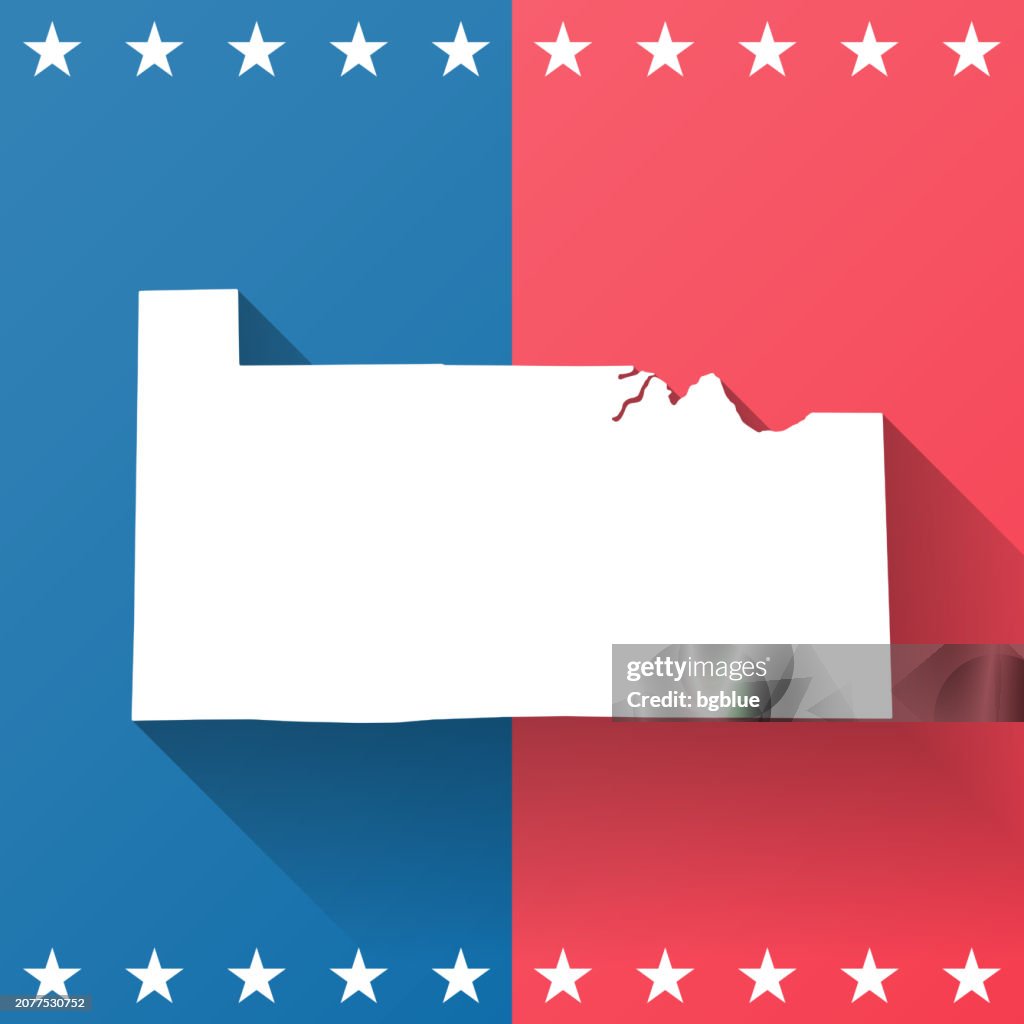 Sandusky County, Ohio. Map on blue and red background