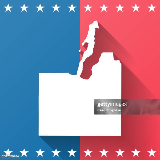 grand traverse county, michigan. map on blue and red background - traverse city stock illustrations