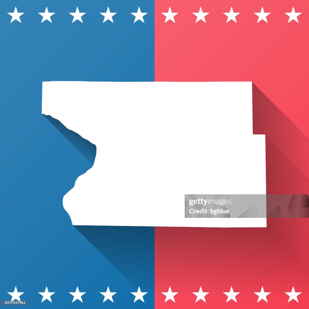 Madison County, Illinois. Map on blue and red background